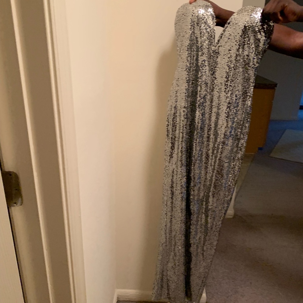 Long sequins dress with split up front